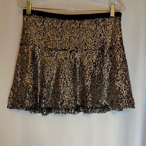 Express gold sequin skirt, size 6